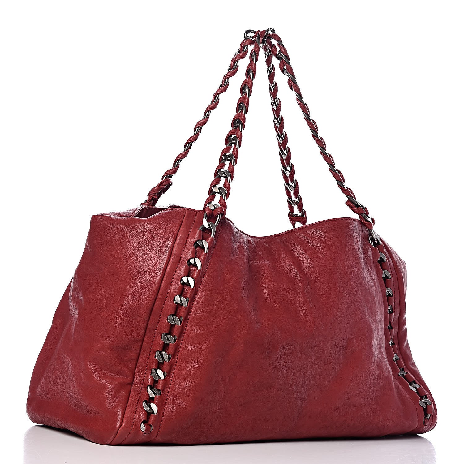 Chanel Calfskin Large East West Modern Chain Tote Red 3 of 11