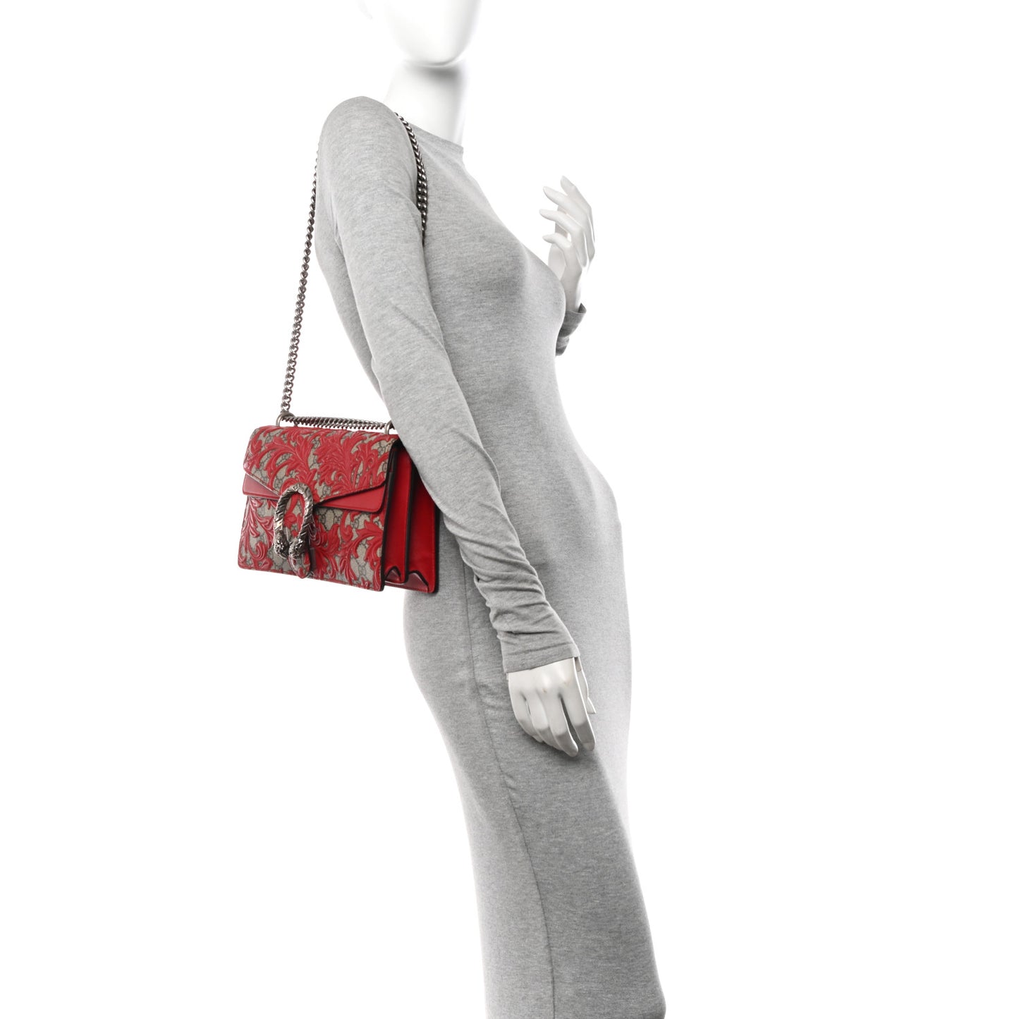 GG Supreme Monogram Arabesque Small Dionysus Shoulder Bag Hibiscus Red