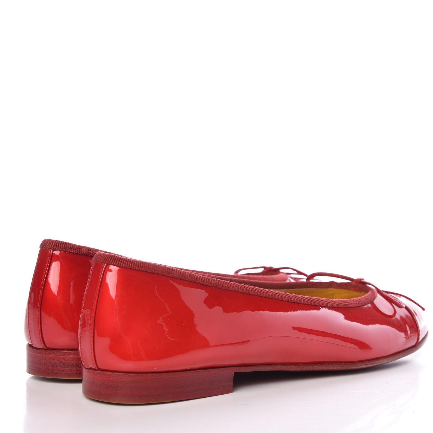 Patent Calfskin CC Cap Toe Ballerina Flats 38.5 Red
