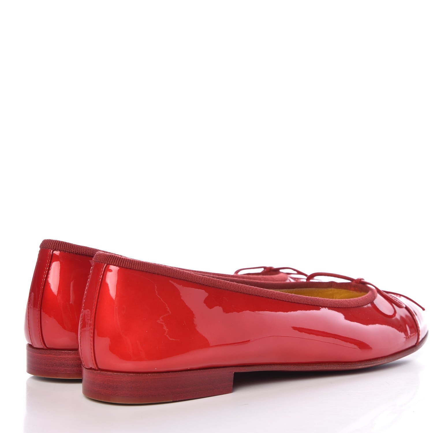 Chanel Patent Calfskin CC Cap Toe Ballerina Flats 38.5 Red 4 of 9