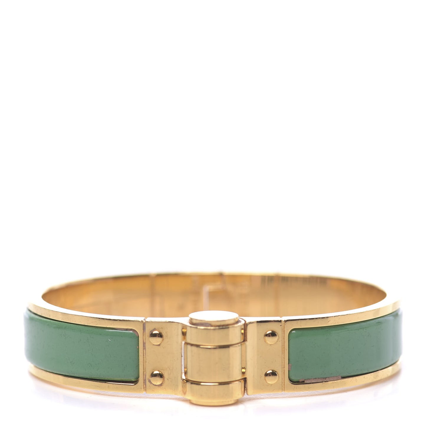 Enamel Charniere Uni Narrow Hinged Bracelet S Vert Premier