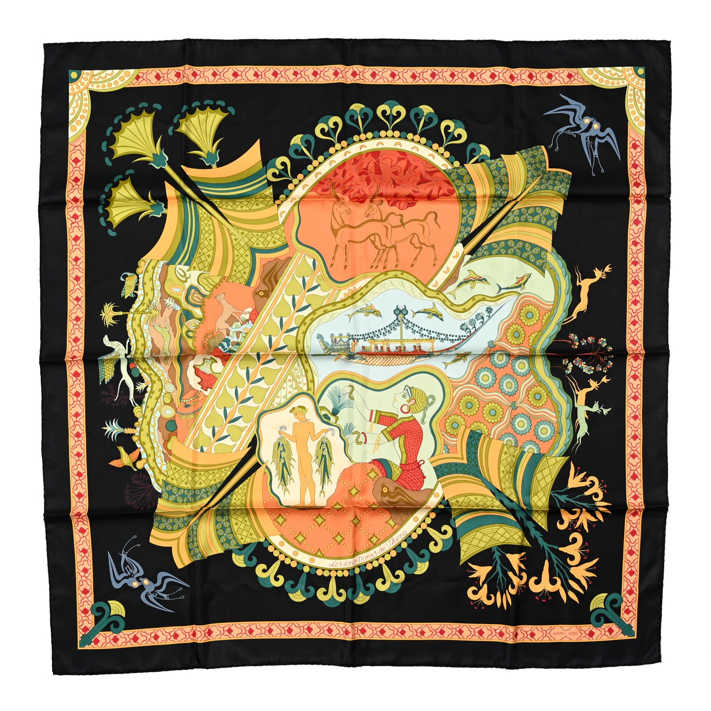 Silk Les Printemps de Thera Scarf 90 Black
