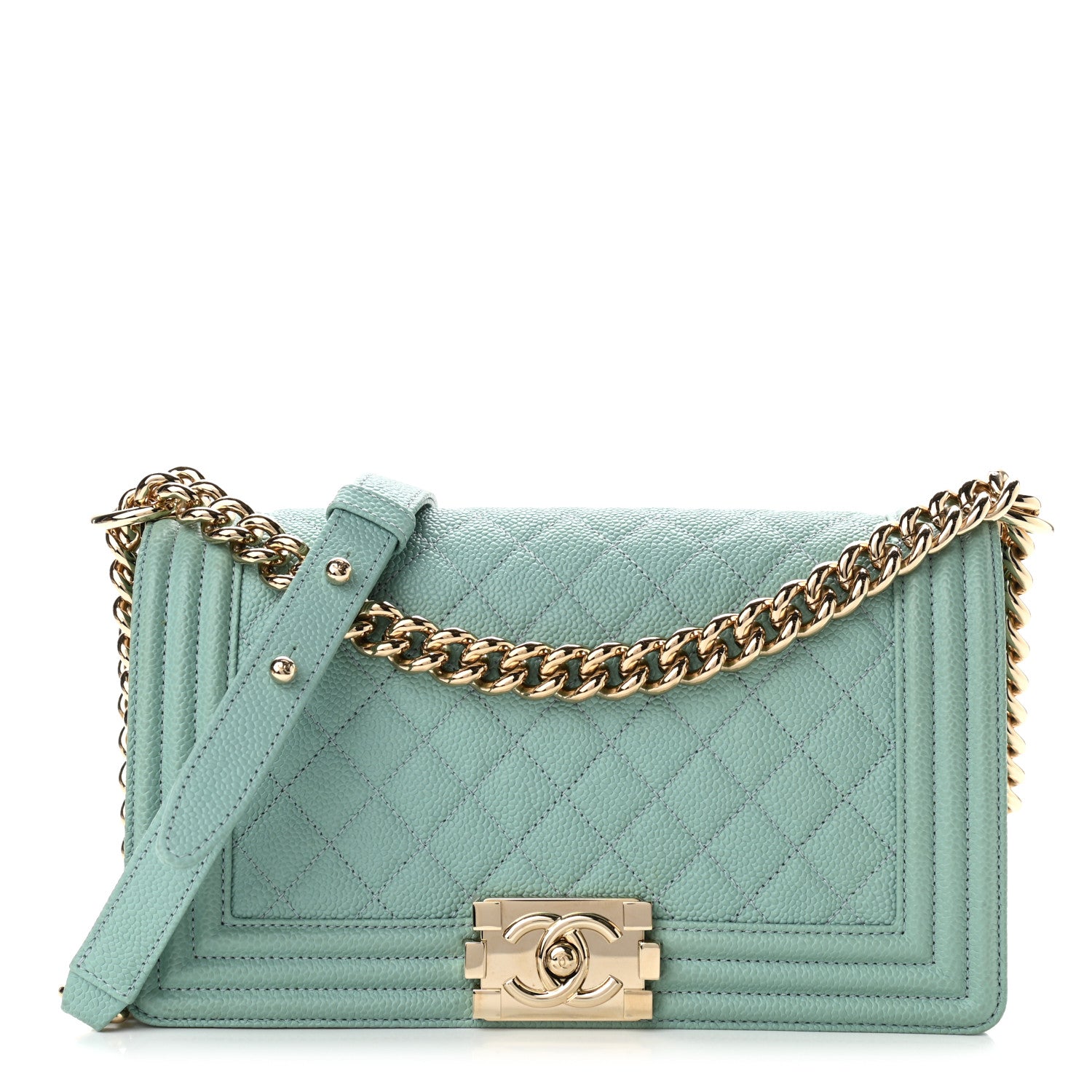 Chanel Caviar Quilted Medium Boy Flap Light Blue 1 of 15