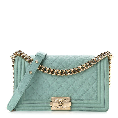 Chanel Caviar Quilted Medium Boy Flap Light Blue 1 of 15