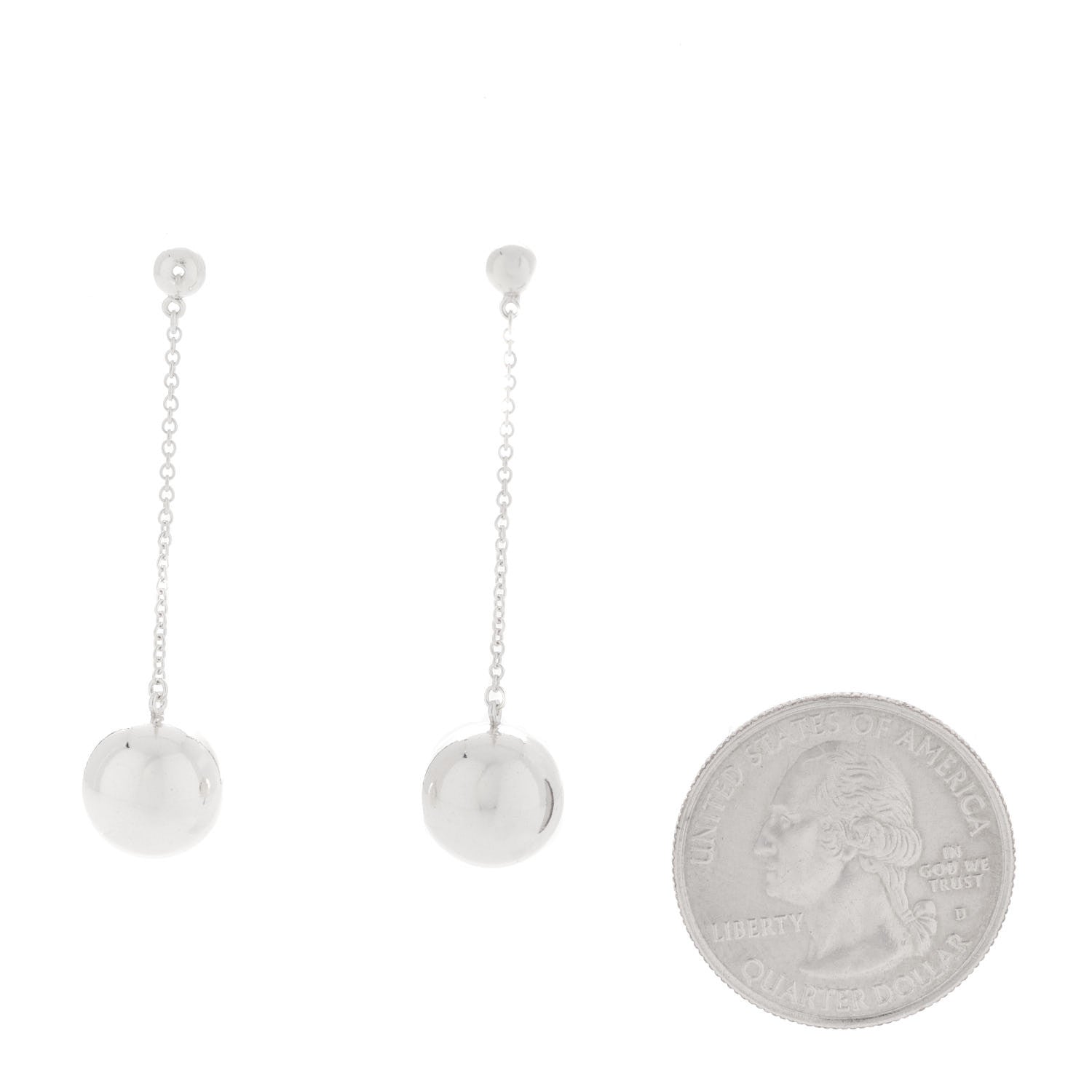 Tiffany Sterling Silver 10mm HardWear Ball Drop Earrings 2 of 4