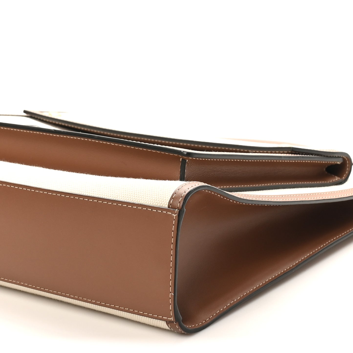 Canvas Smooth Calfskin Two Tone Medium Pocket Bag Natural Malt Brown
