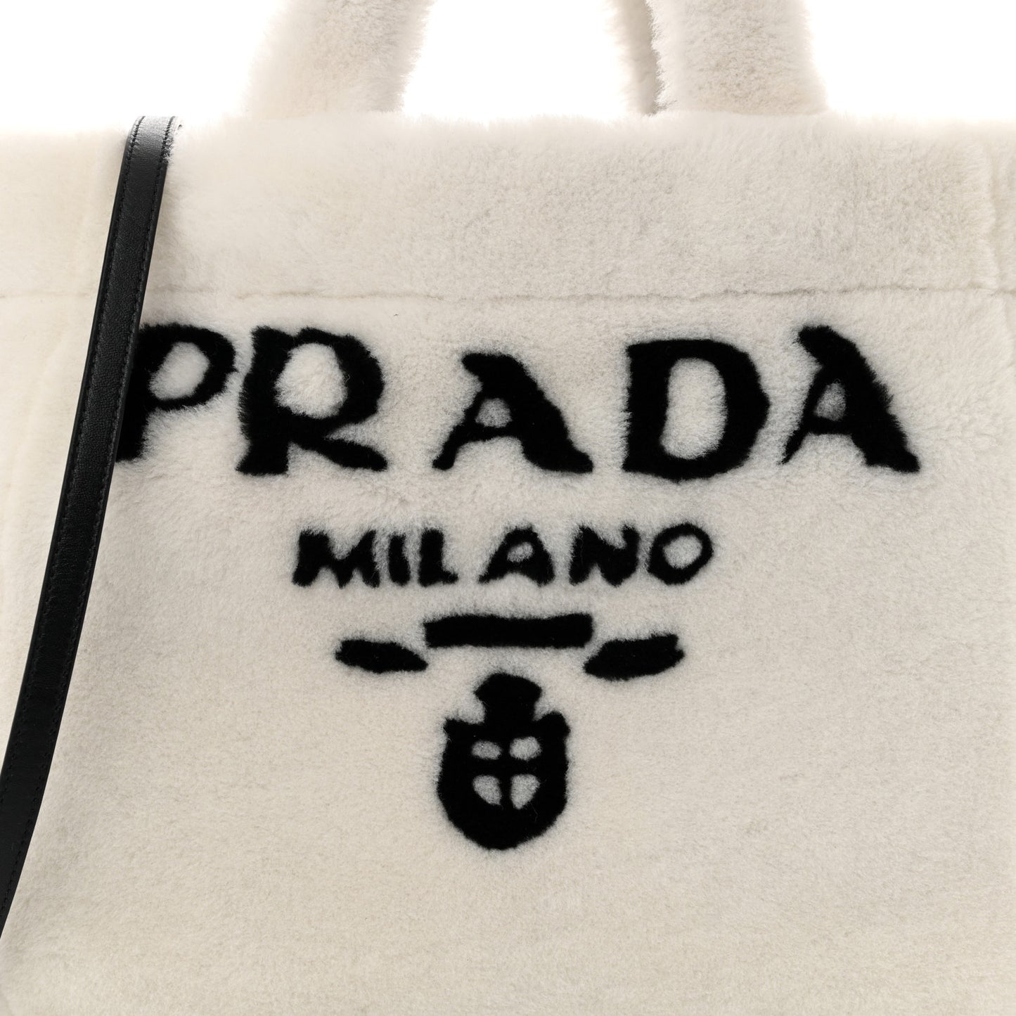 Shearling Logo Tote White Black