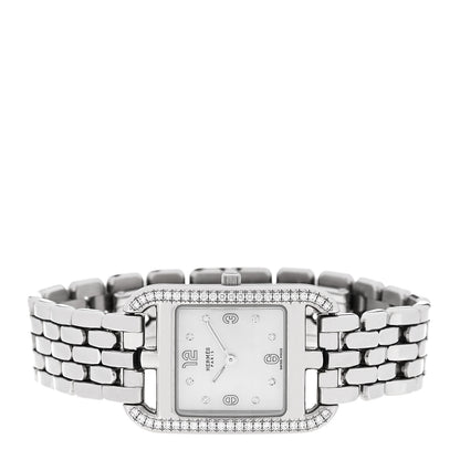 Hermes Stainless Steel Diamond Bezel Mother of Pearl 23mm Cape Cod Quartz Watch 2 of 5