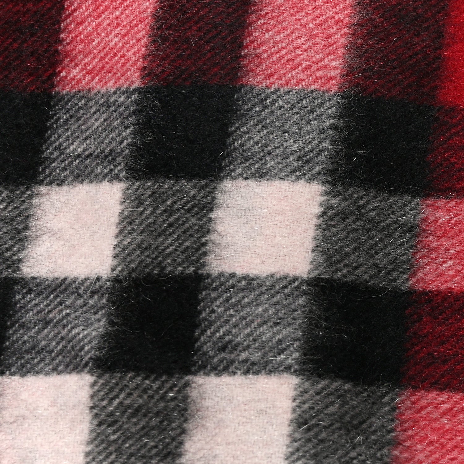Burberry Cashmere Giant Check Animal Print Fringe Scarf Red