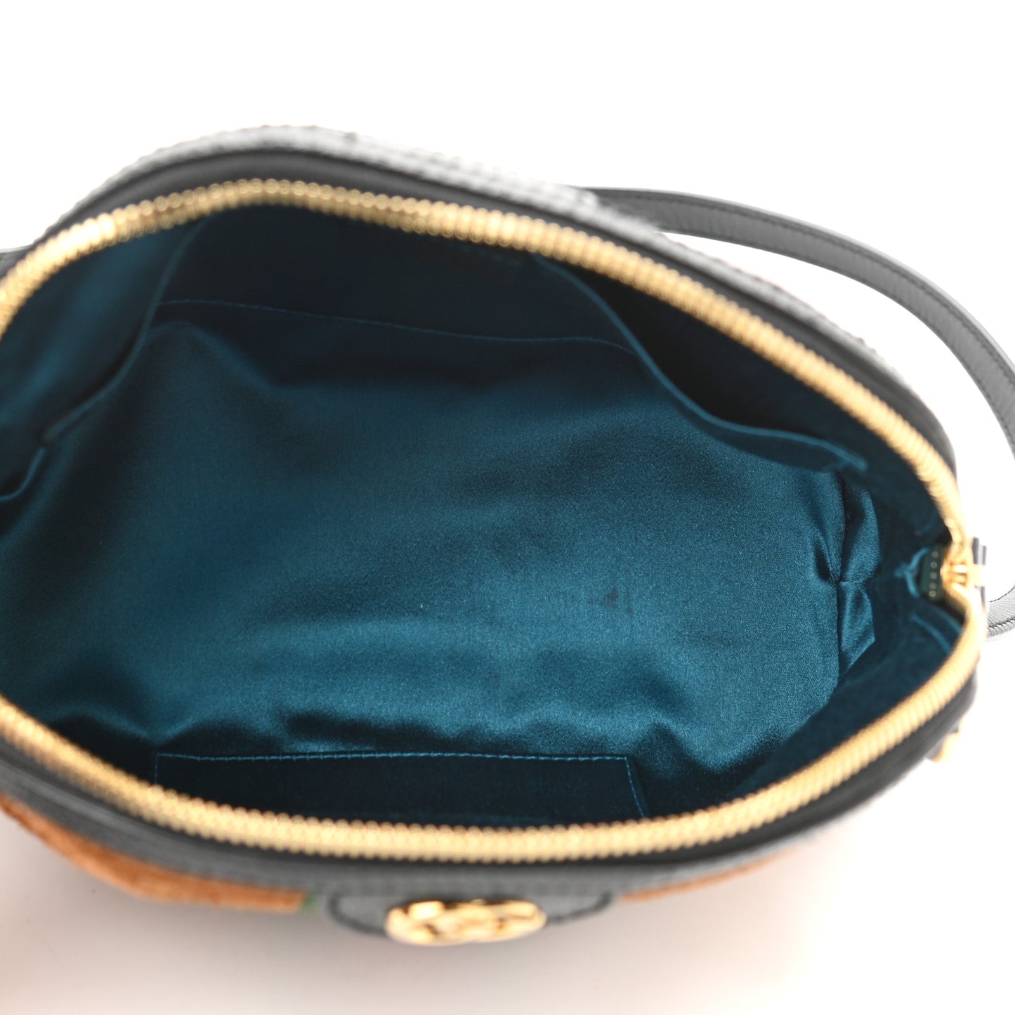 Suede Patent Web Small Ophidia Dome Shoulder Bag Nocciola Black