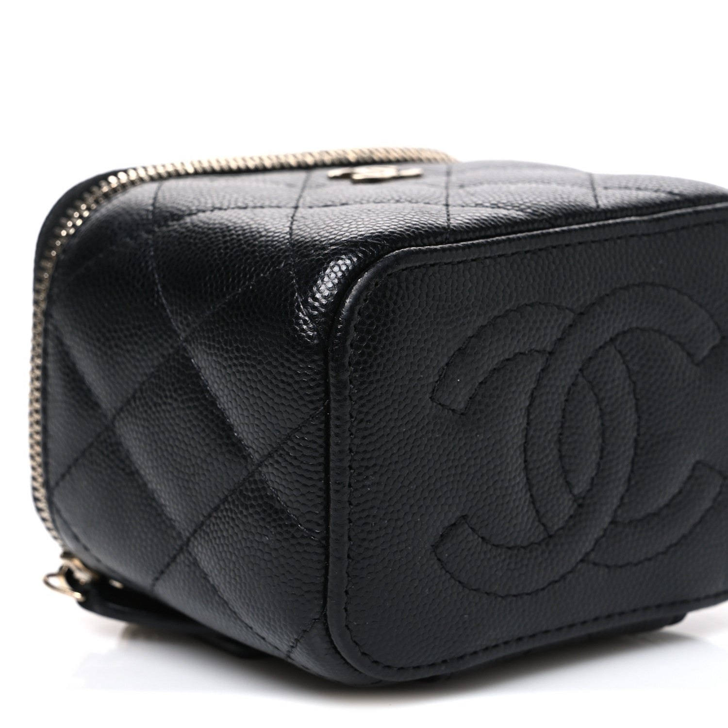 Chanel Caviar Quilted Mini Vanity Case With Chain Black 8 of 9