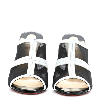 Christian Louboutin Rete Calfskin Interdite 100 Mule 37 Black White 2 of 7