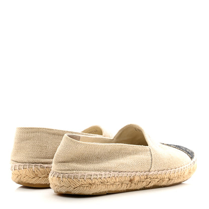 Chanel Toile Sequin CC Espadrilles 38 Beige Black 4 of 11