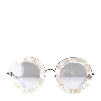 Gucci Metal L'Aveugle Par Amour Round Frame Sunglasses GG0113S White 2 of 10