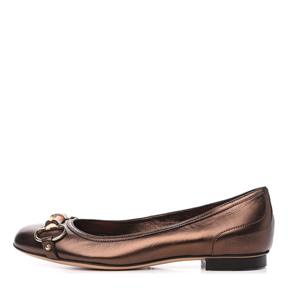 Gucci Metallic Calfskin Bamboo Ballet Flat 37 Bronze 1 of 10