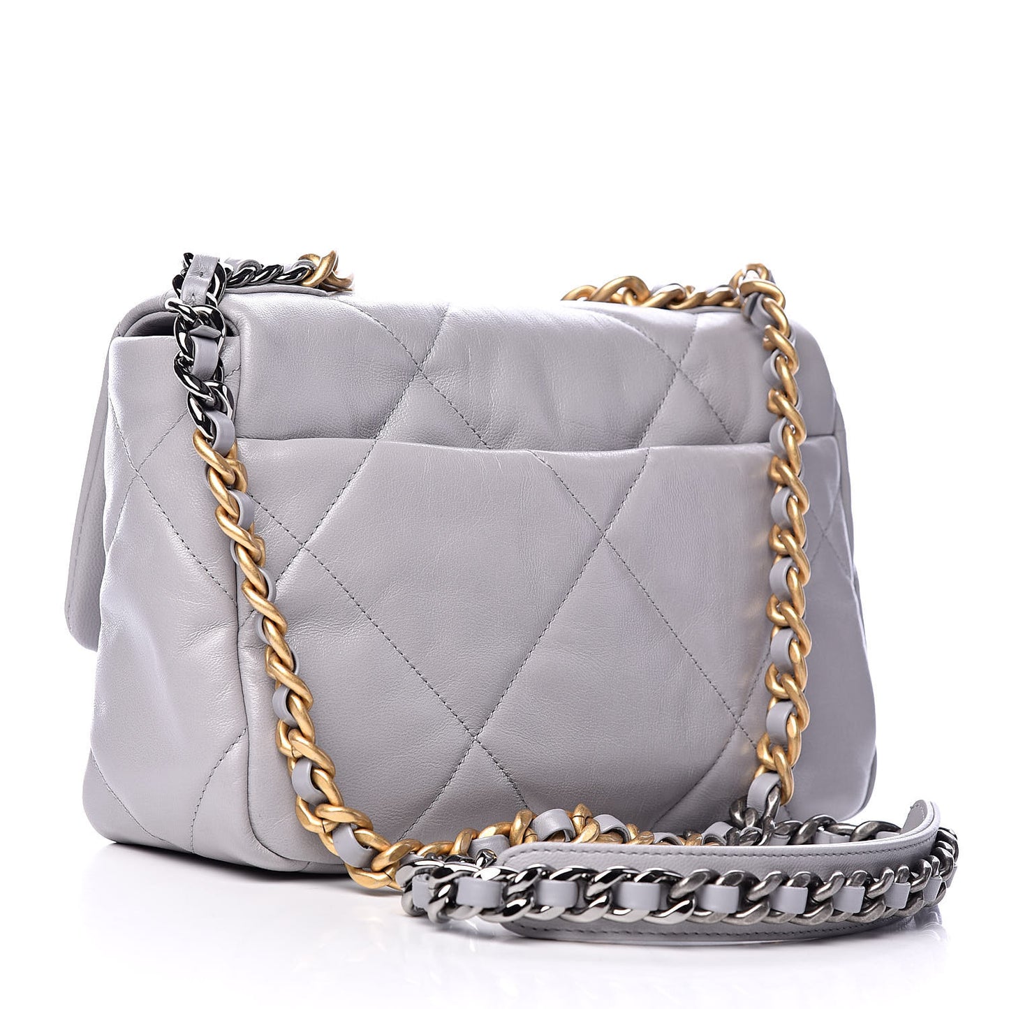 Goatskin Quilted Medium 19 Flap Grey