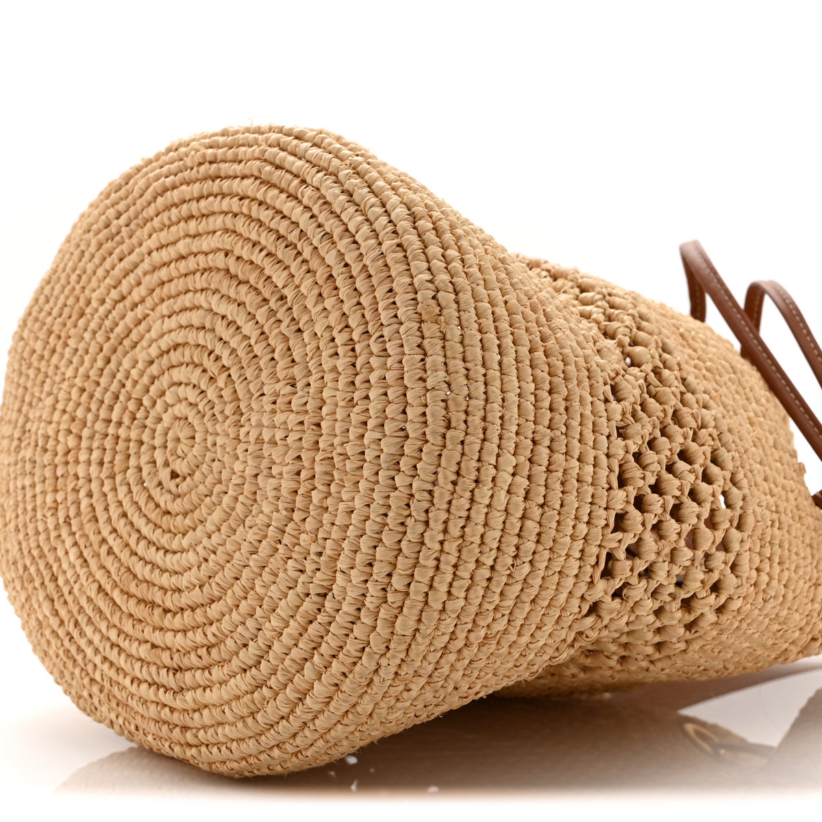 Celine Raffia Woven Clara Drawstring Bucket Bag Natural Tan 10 of 10