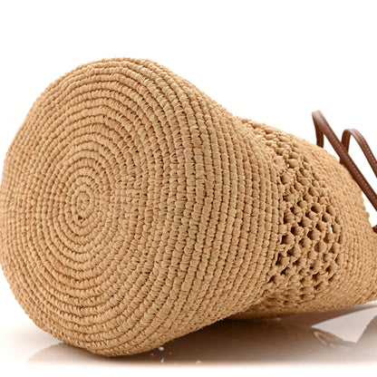 Celine Raffia Woven Clara Drawstring Bucket Bag Natural Tan 10 of 10