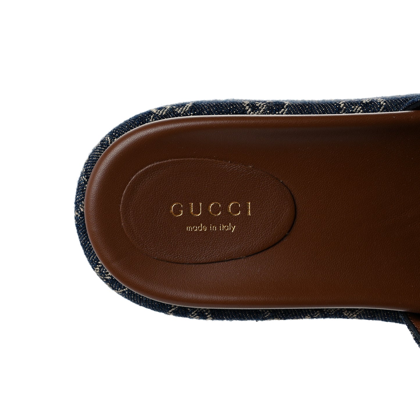 New Denim GG Monogram Angelina Platform 55mm Slide Sandals 39.5 Blue Tea