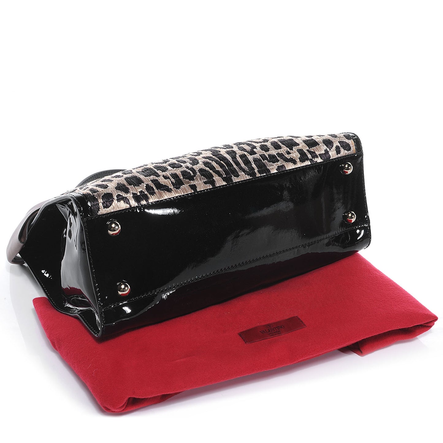 Patent Raffia Leopard Print Medium Aphrodite Bow Satchel Black