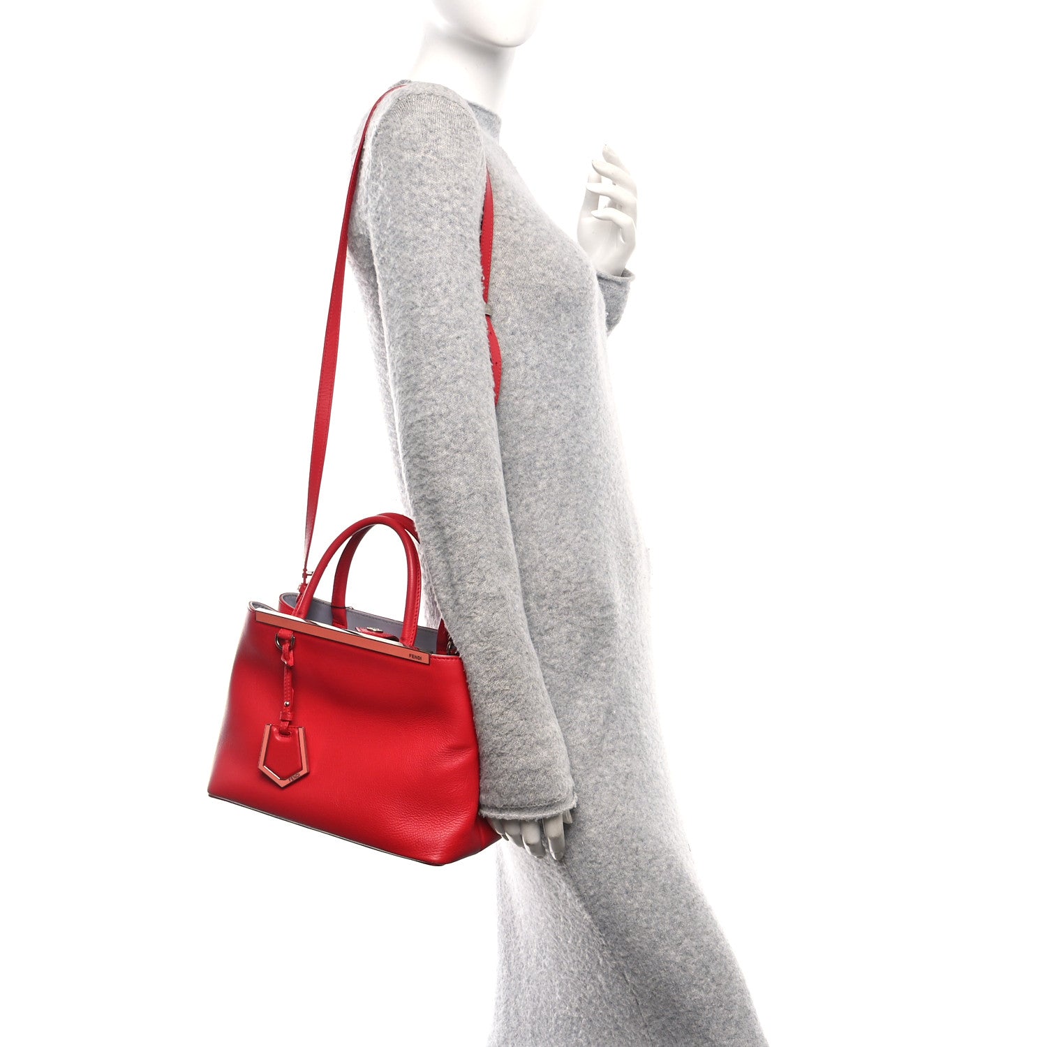 Fendi Vitello Dolce Century Petite 2Jours Tote Fiamma Ardesia