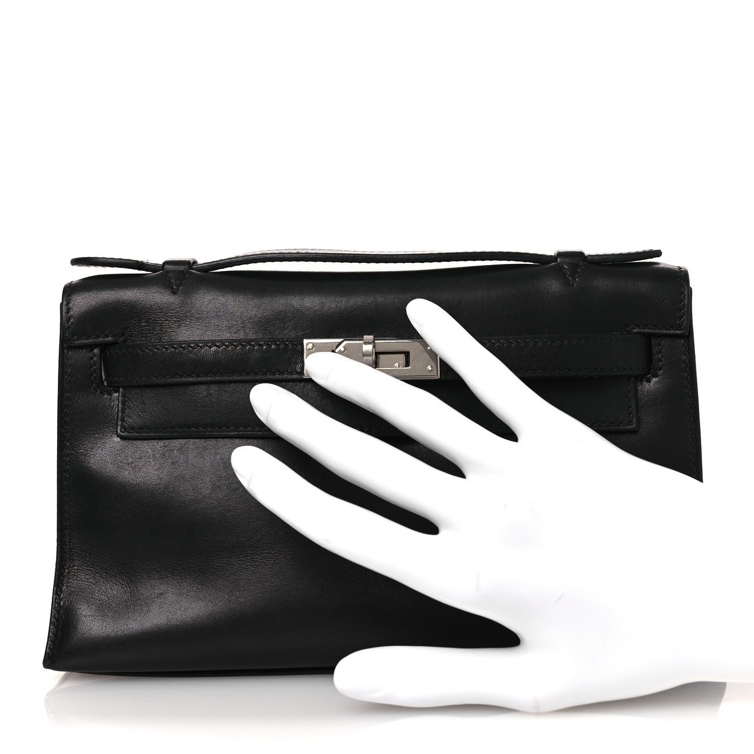 Hermes Box Kelly Pochette Clutch Black 2 of 12