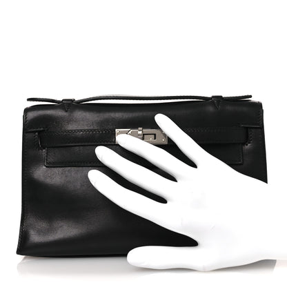 Hermes Box Kelly Pochette Clutch Black 2 of 12