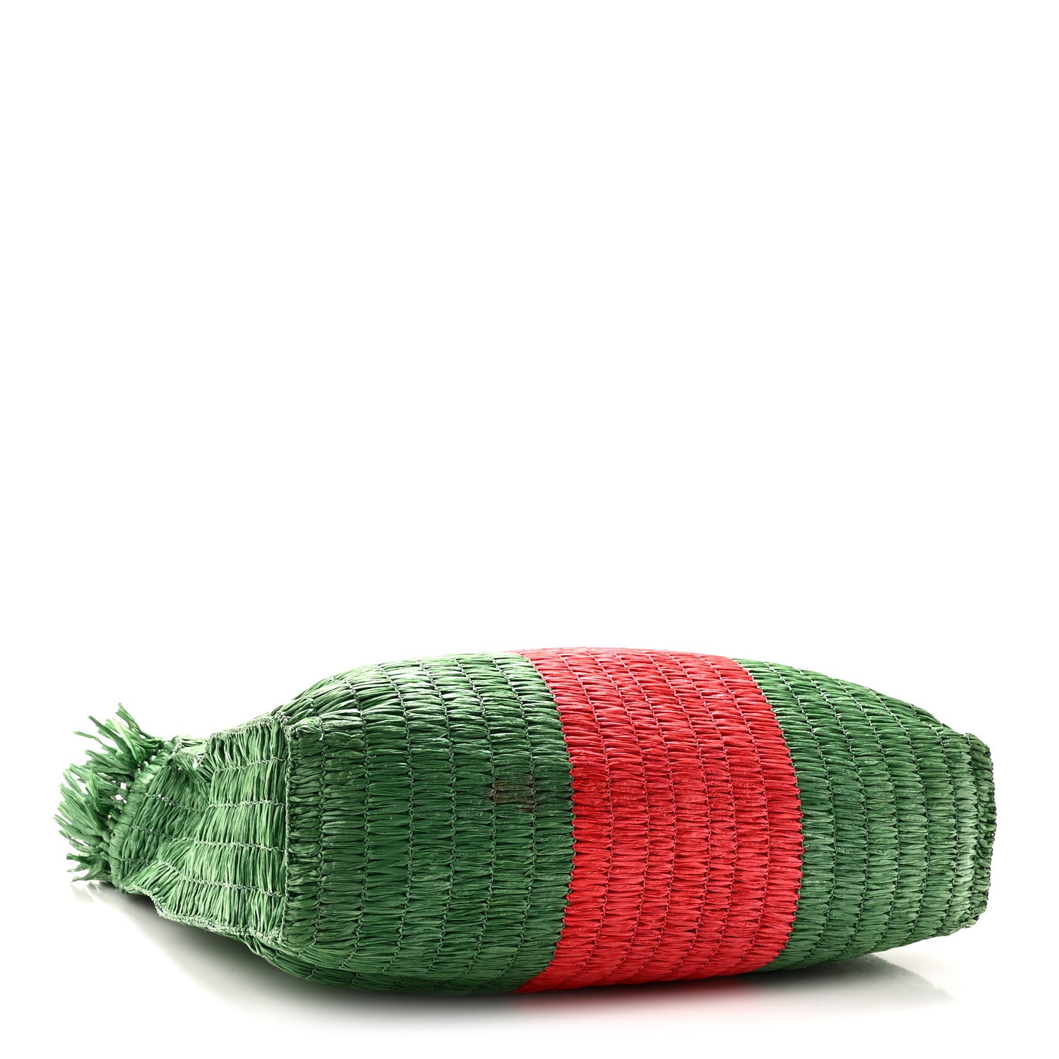 Gucci Raffia Linen Web Cestino Tote Bag Red Green 4 of 11