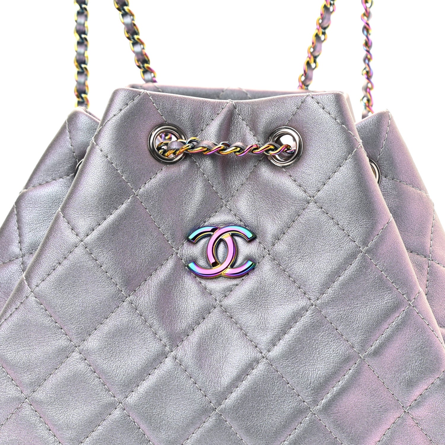 Chanel Iridescent Lambskin Calfskin Small Quilted Gabrielle Backpack Light Purple 8 of 10