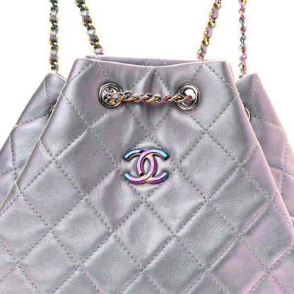 Chanel Iridescent Lambskin Calfskin Small Quilted Gabrielle Backpack Light Purple 8 of 10