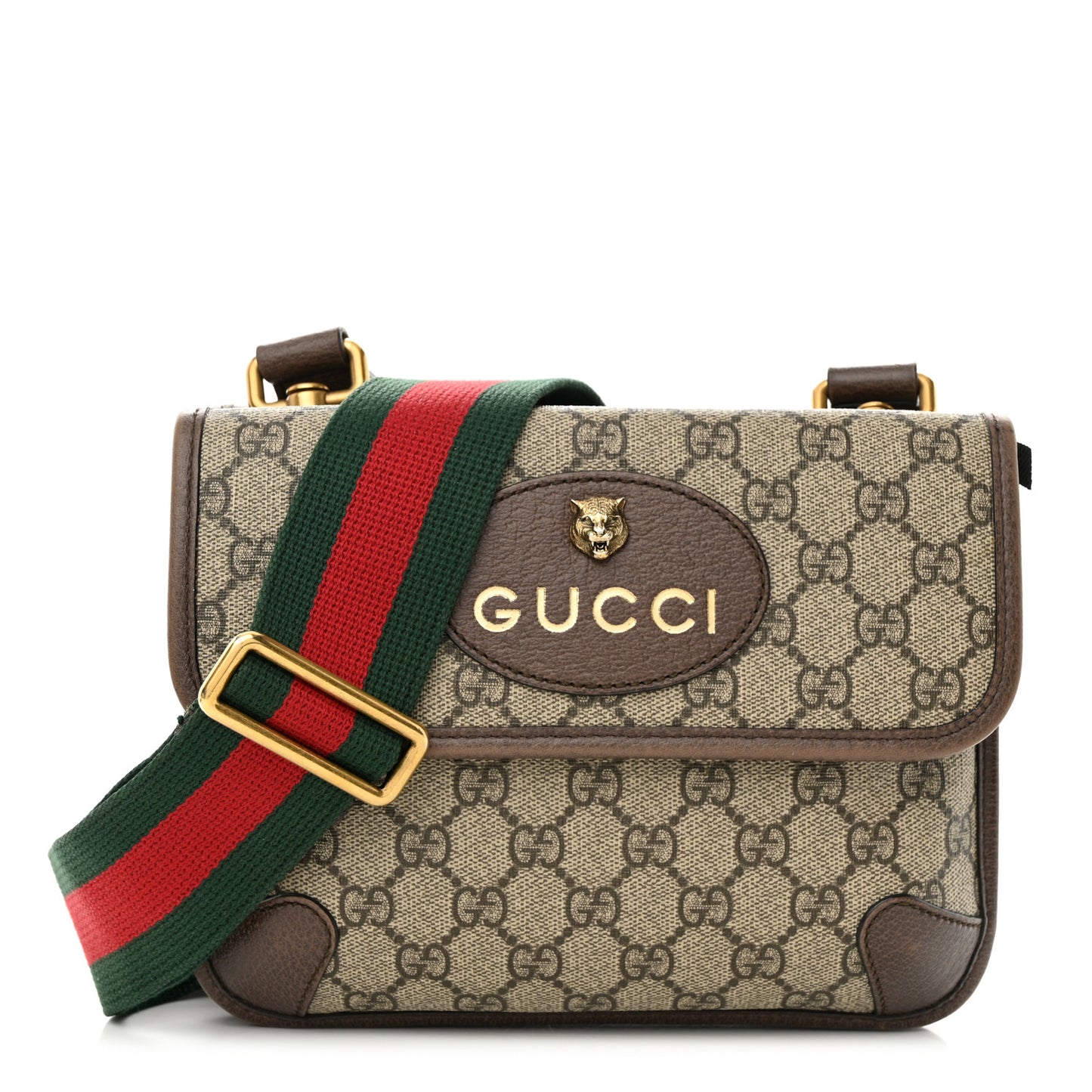 GG Supreme Monogram Web Small Neo Vintage Double Flap Messenger Bag Beige New Acero