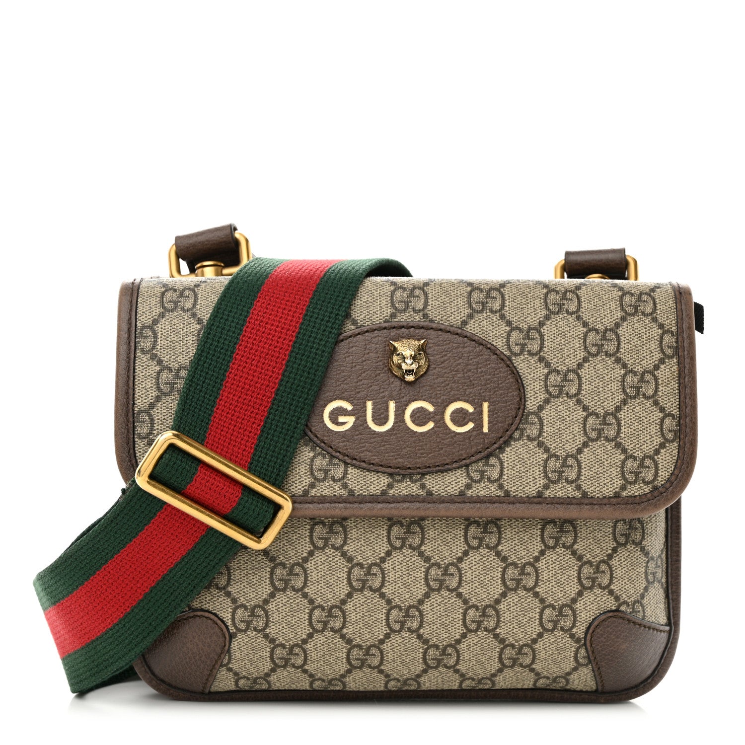 Gucci GG Supreme Monogram Web Small Neo Vintage Double Flap Messenger Bag Beige New Acero 1 of 12