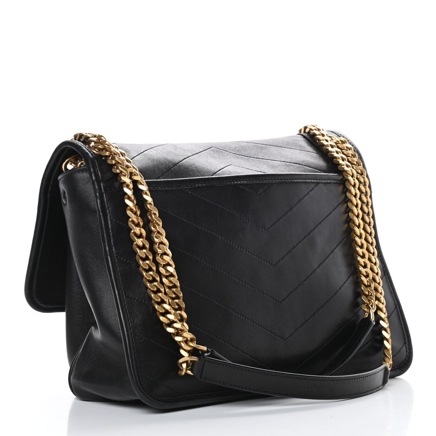Lambskin Matelasse Monogram Medium Niki Chain Satchel Black