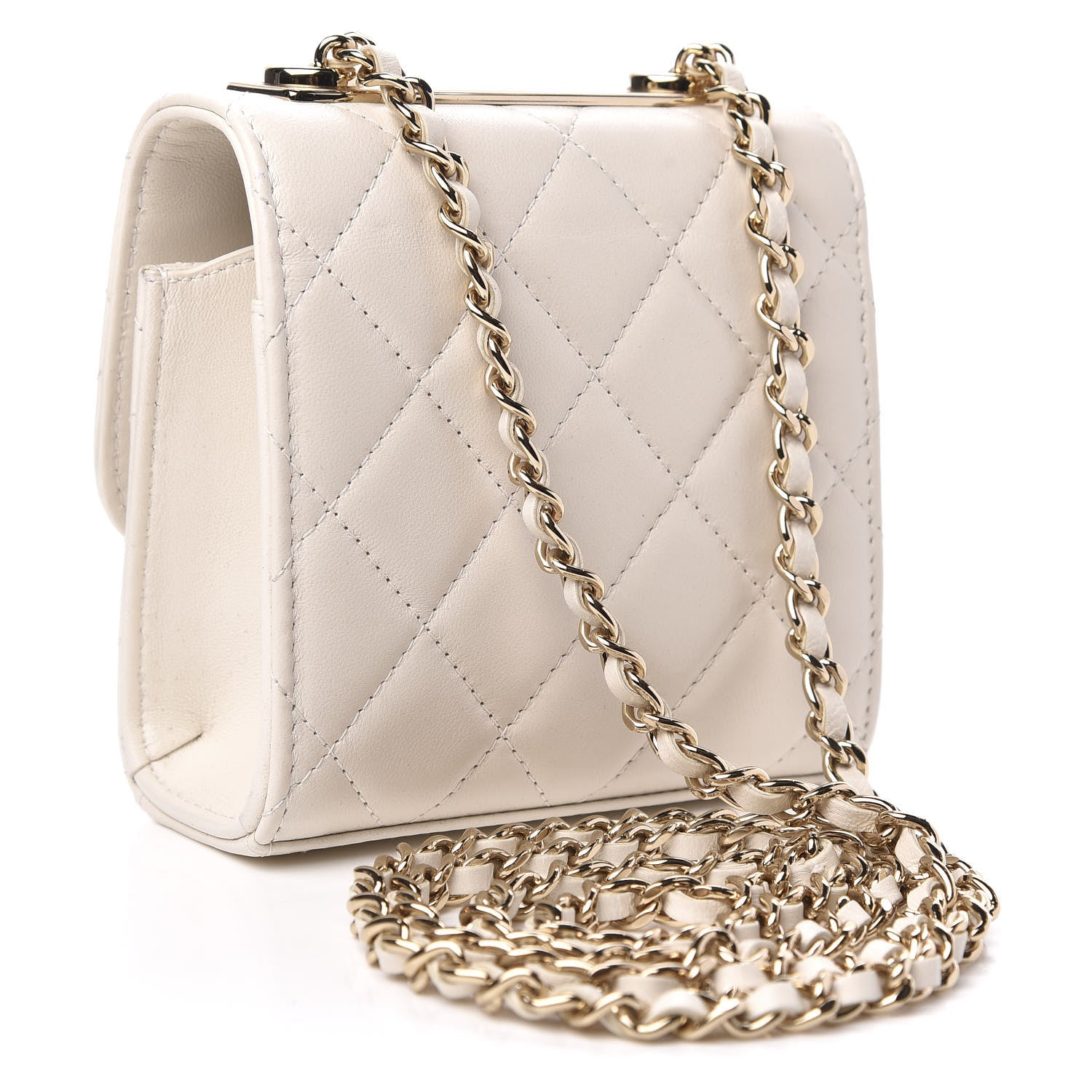 Chanel Lambskin Quilted Mini Trendy CC Clutch With Chain Ecru 3 of 10