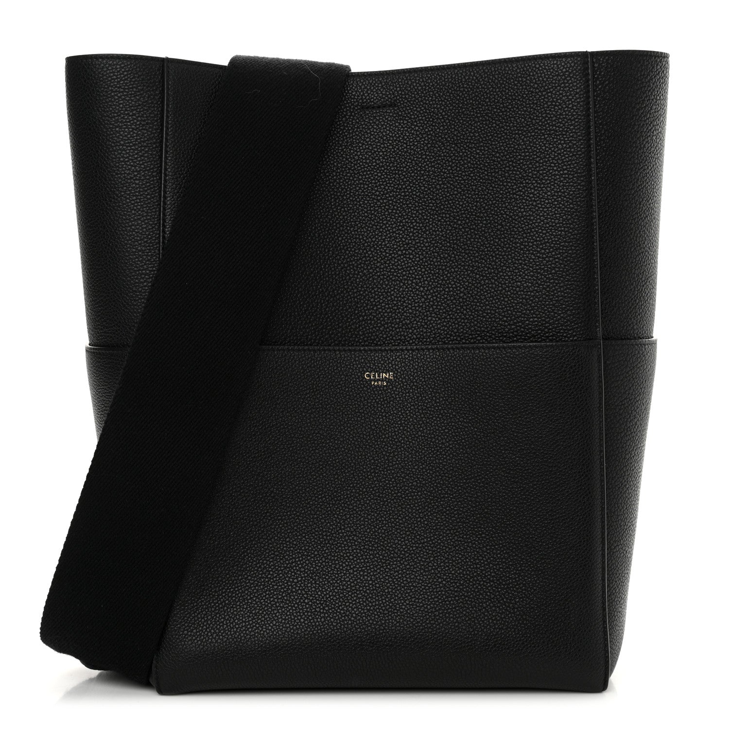 Celine Soft Grained Calfskin Sangle Bucket Bag Black 1 of 12