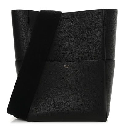Celine Soft Grained Calfskin Sangle Bucket Bag Black 1 of 12