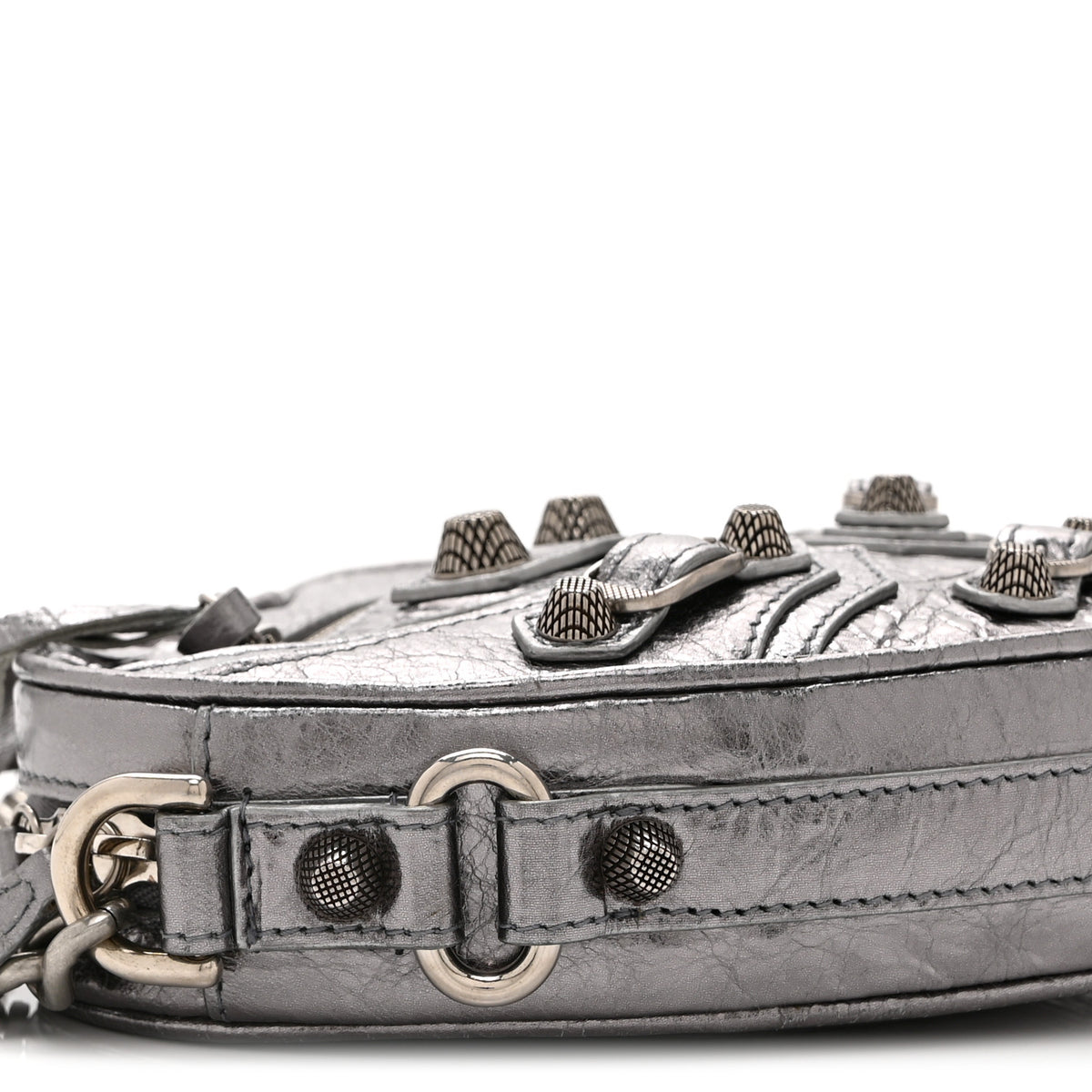 Metallic Agneau Arena Mini Le Cagole Heart Bag Silver