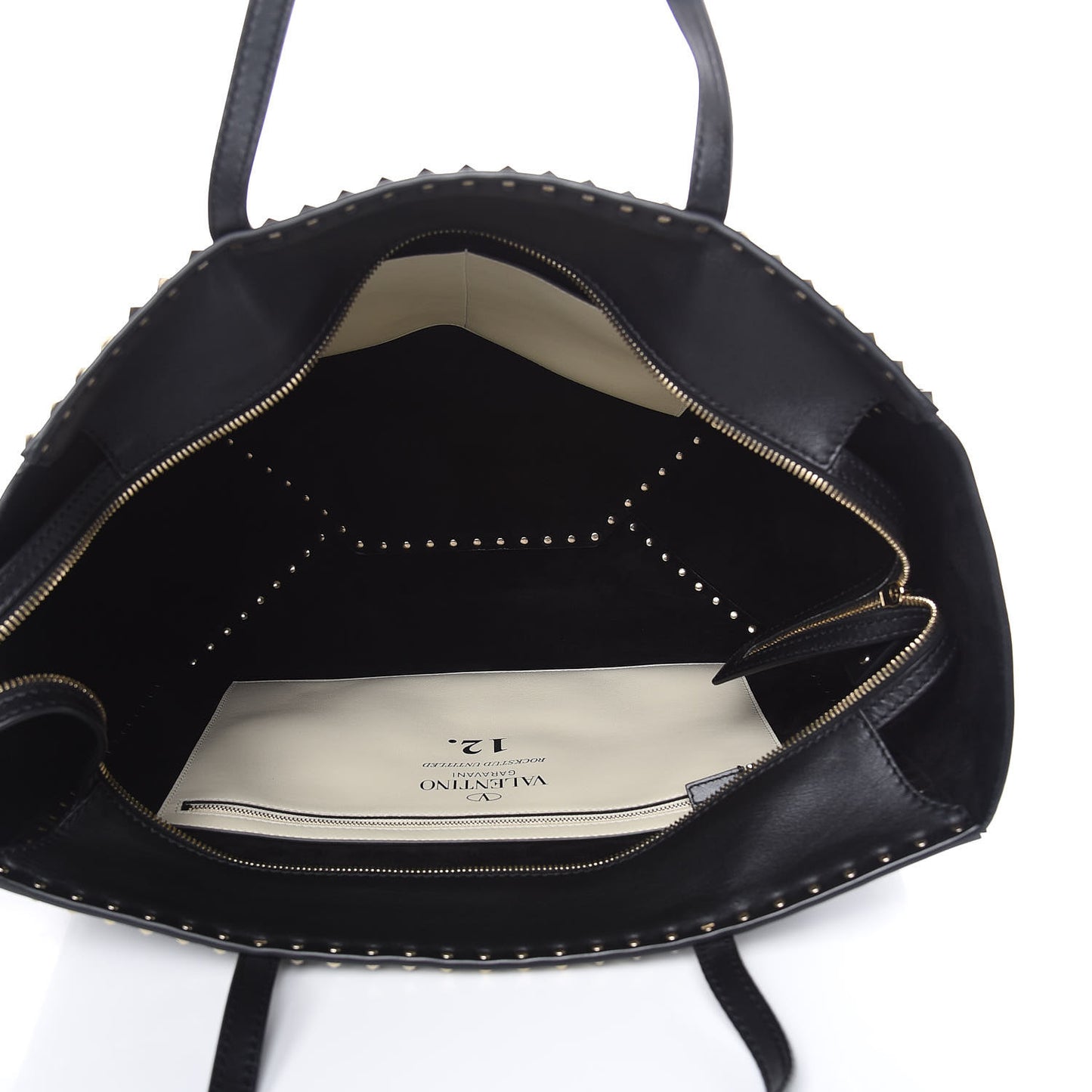 Vitello Large Rockstud Crossbody Tote Black
