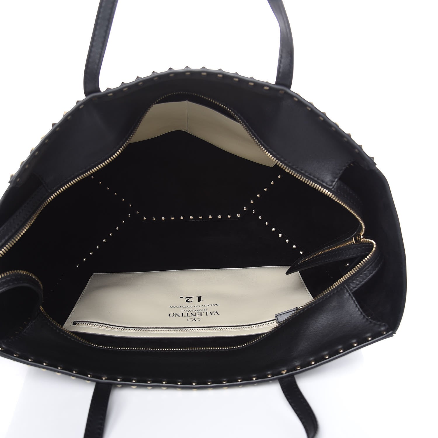 Valentino Garavani Vitello Large Rockstud Crossbody Tote Black 5 of 12