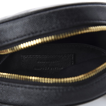 Saint Laurent Grain De Poudre Matelasse Chevron Quilted Round Vinyle Camera Bag Black 8 of 9
