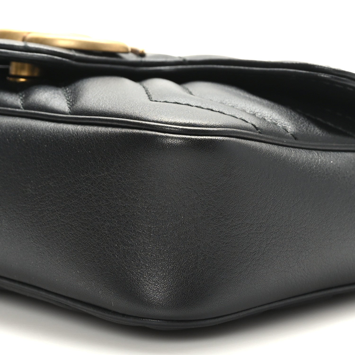 Gucci Calfskin Matelasse Super Mini GG Marmont Shoulder Bag Black 9 of 10