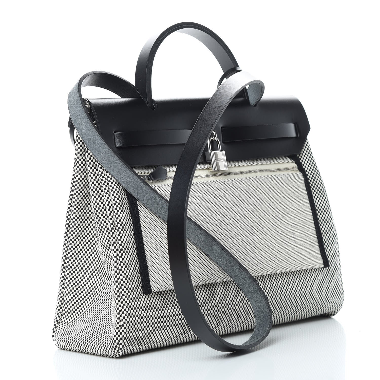 Hermes Vache Hunter Criss Viking Herbag Zip Retourne 31 PM Ecru Black 5 of 13