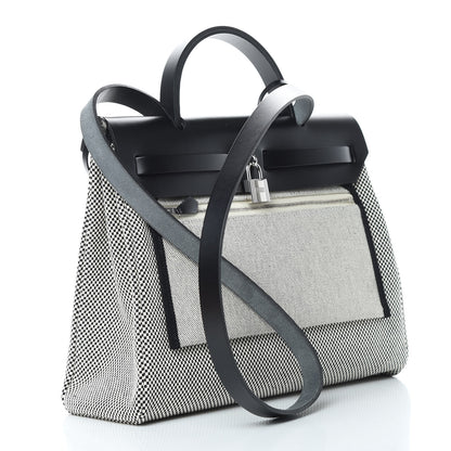 Hermes Vache Hunter Criss Viking Herbag Zip Retourne 31 PM Ecru Black 5 of 13