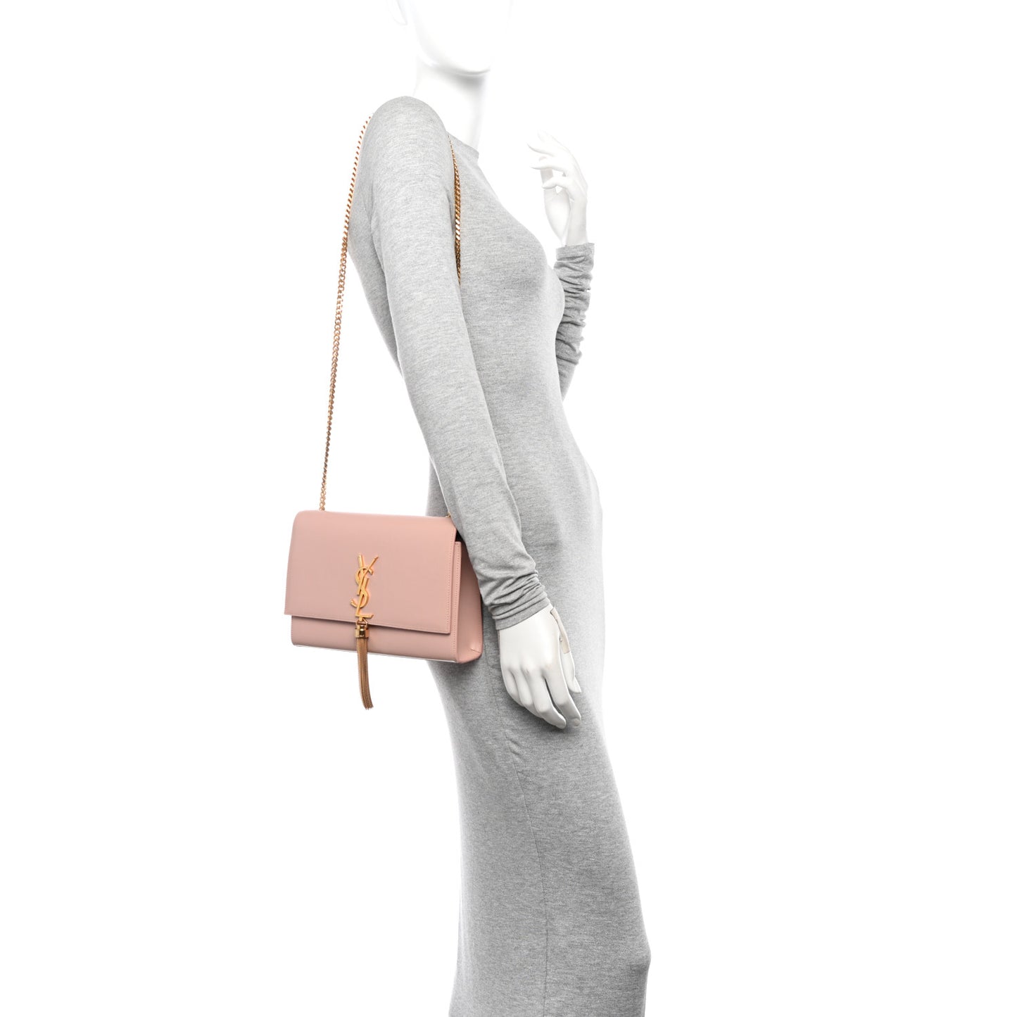 Smooth Calfskin Medium Classic Monogram Kate Tassel Satchel Pink