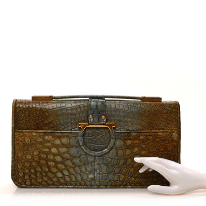 Salvatore Ferragamo Alligator Degrade Iolanda Clutch Cygno 3 of 9