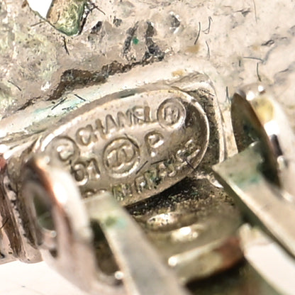 Chanel Baguette Crystal CC Clip On Earrings Silver 3 of 3