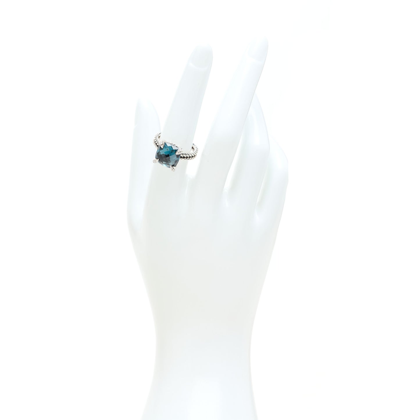 Sterling Silver Diamond Hampton Blue Topaz 11mm Chatelaine Ring 54 7