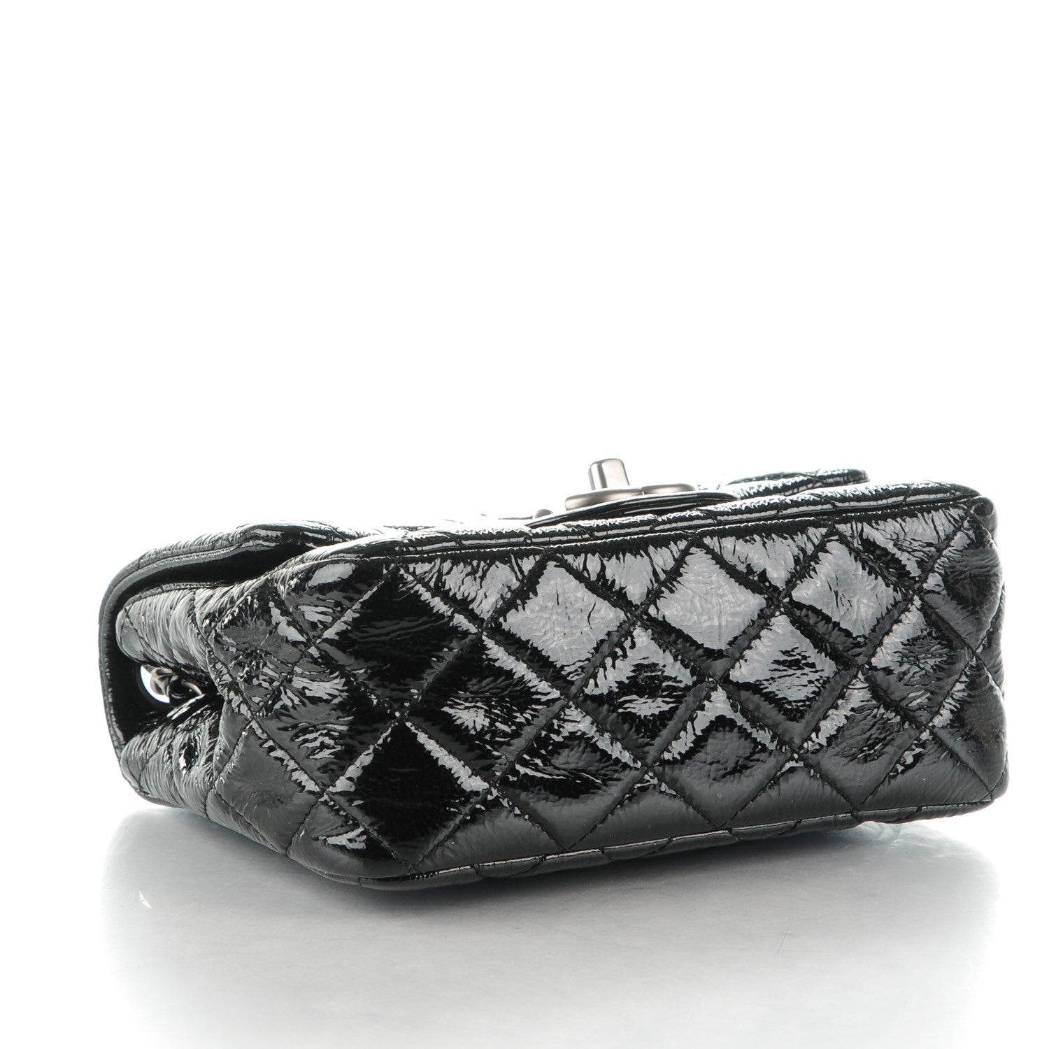 Chanel Distressed Patent Calfskin Quilted Mini Square Flap Black 4 of 8