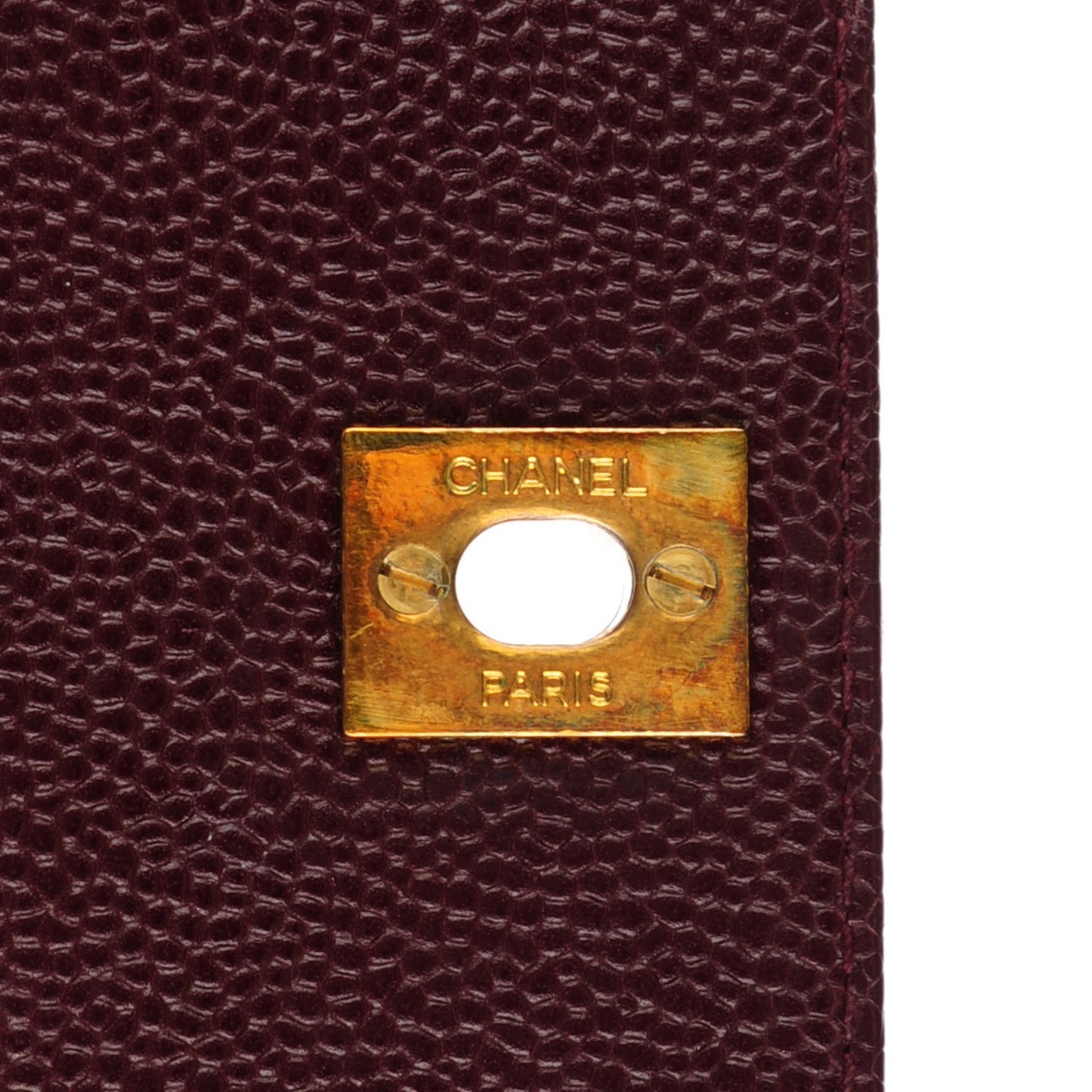 Caviar Stitched Shoulder Flap Burgundy