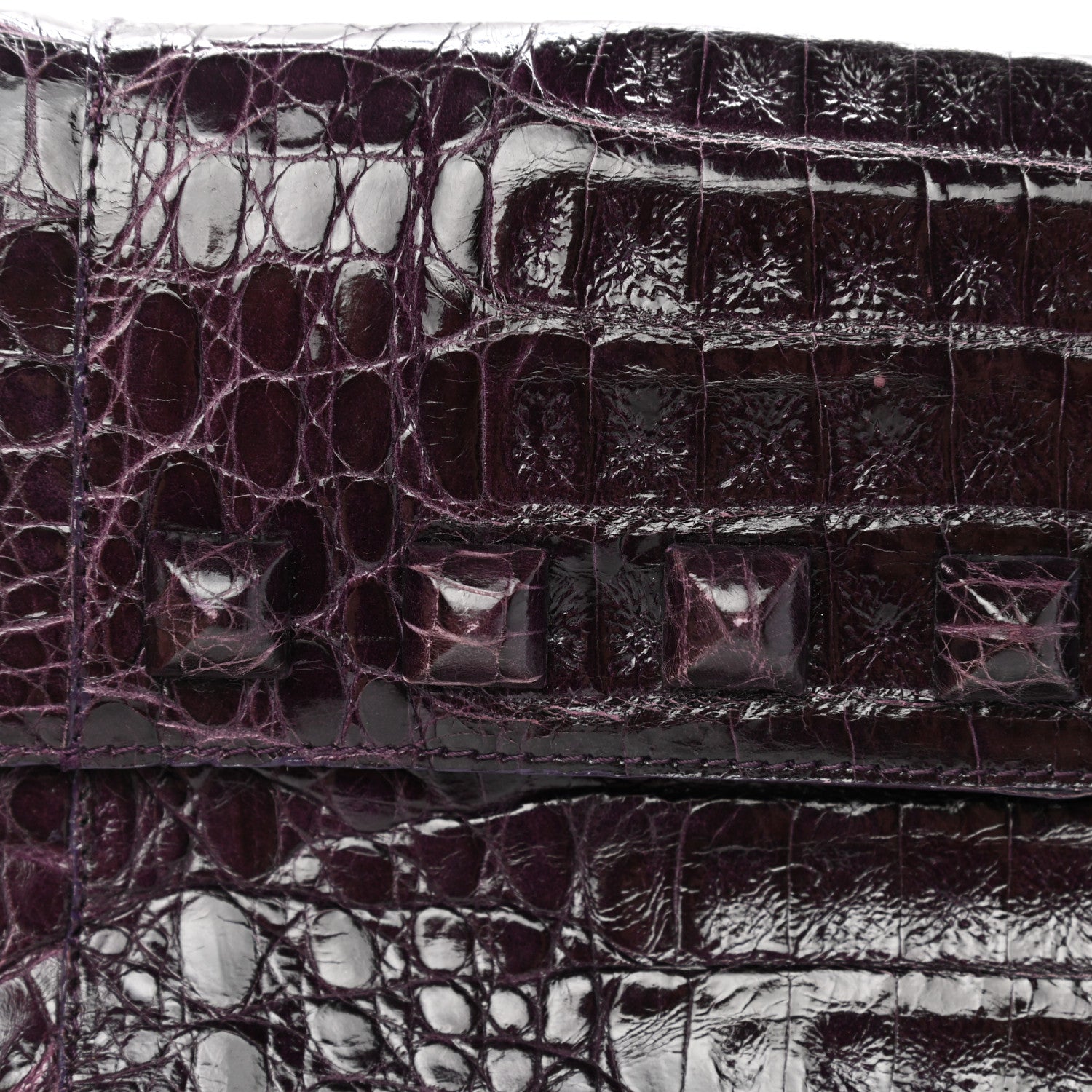 Nancy Gonzalez Crocodile Stud Foldover Clutch Purple 9 of 12